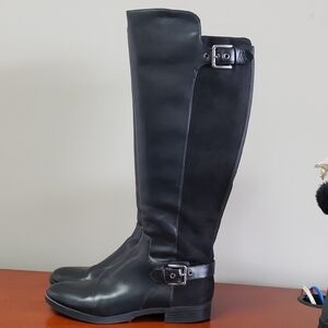 Liz Claiborne Black Over the Knee Boots Sleek Equestrian Style